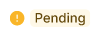 Icon of an exclamation point with the word Pending